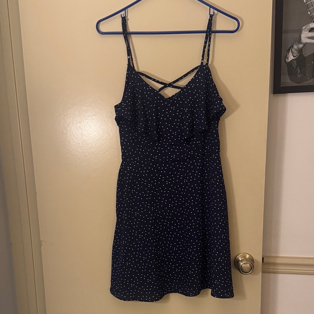 Three Pink Hearts Navy and White Mini Dress